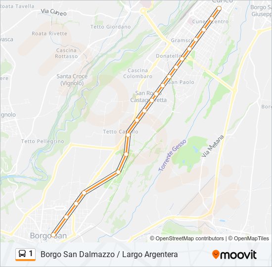 Percorso linea bus 1