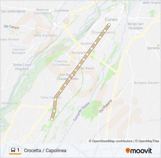 Percorso linea bus 1