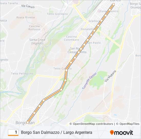 Percorso linea bus 1