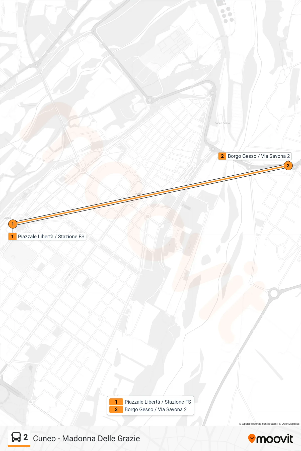 Linea 2 bus (Borgo Gesso / Via Savona 2) - Percorsi e fermate sulla mappa