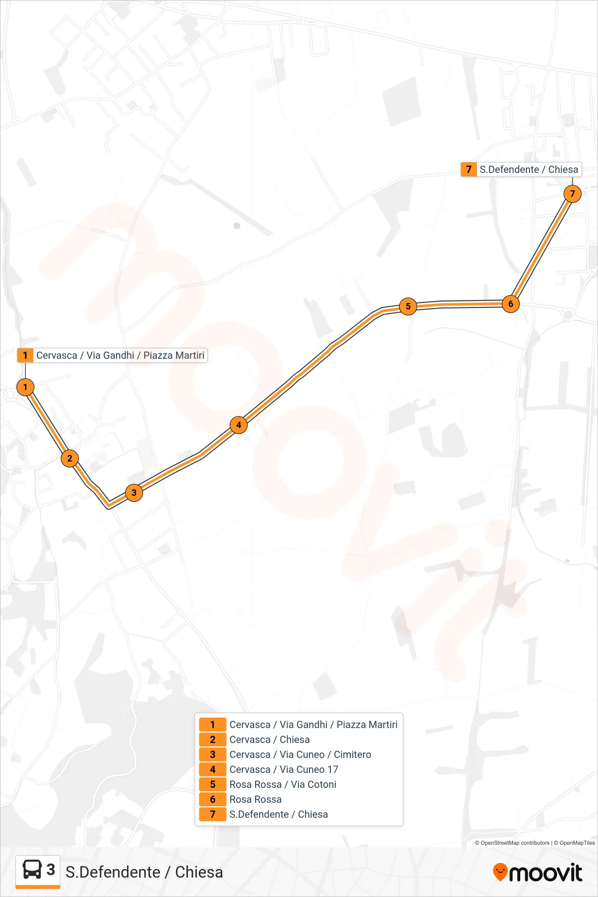 Linea 3  bus (S.Defendente / Chiesa) - Percorsi e fermate sulla mappa