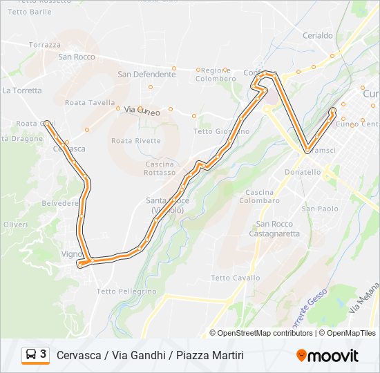 Percorso linea bus 3