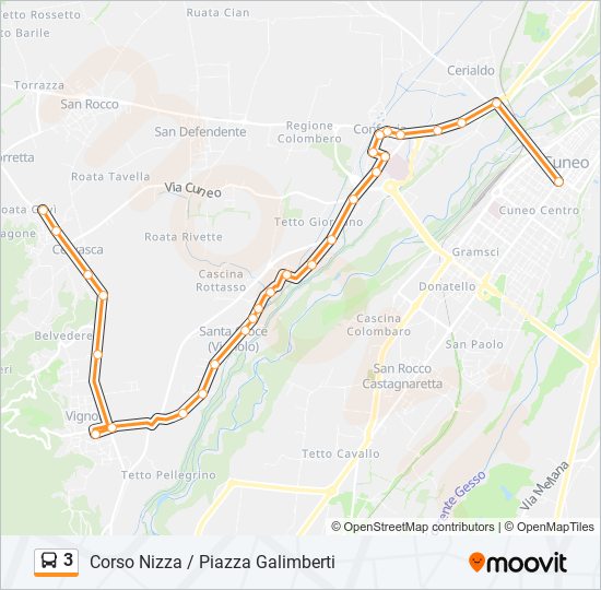 Percorso linea bus 3