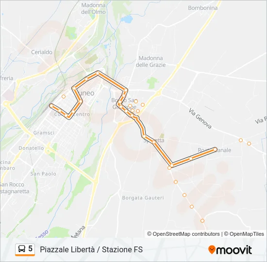5 Bus Line Map