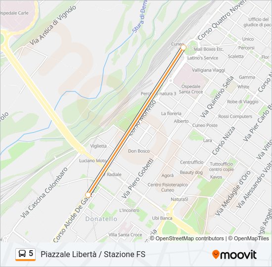 Percorso linea bus 5