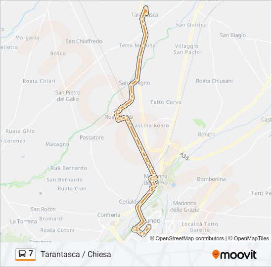 Percorso linea bus 7