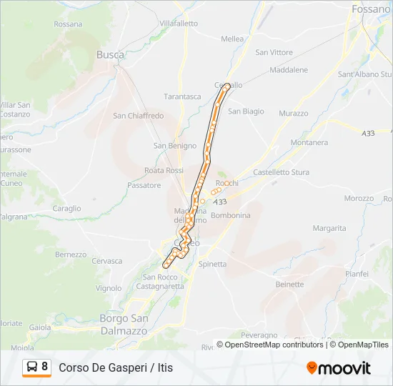 8 Bus Line Map