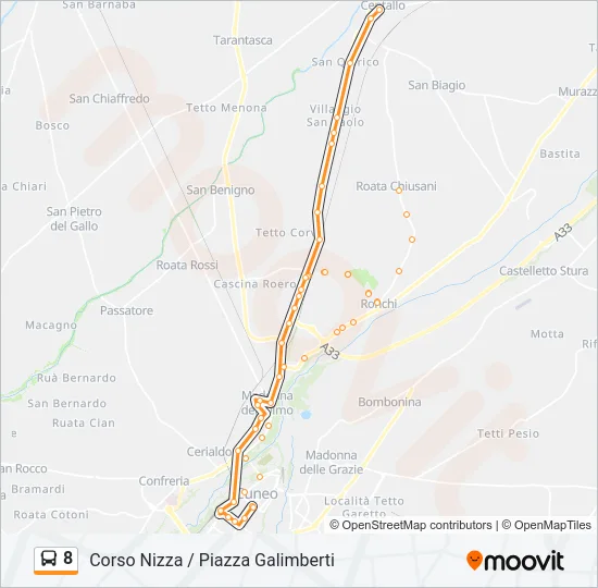 8 Bus Line Map