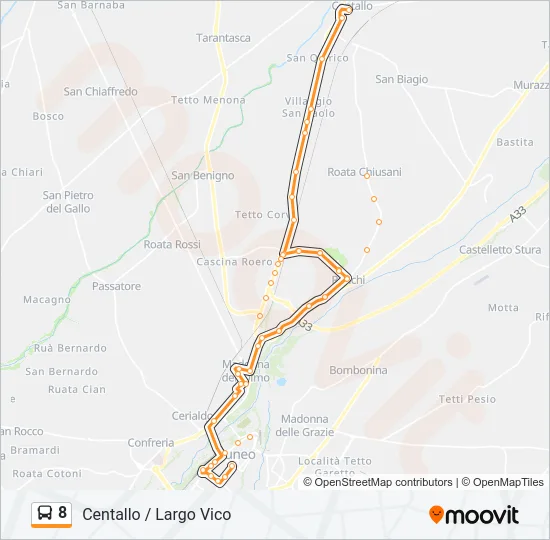 8 Bus Line Map