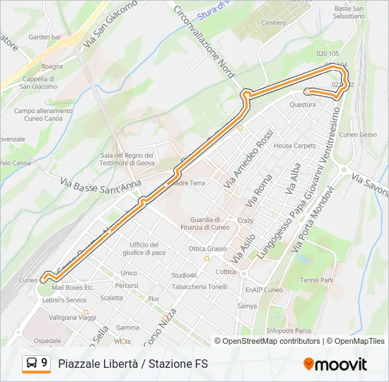 9 Bus Line Map
