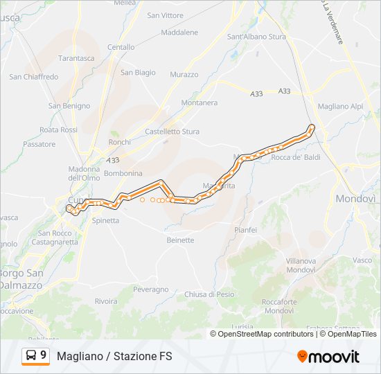 9 bus Line Map