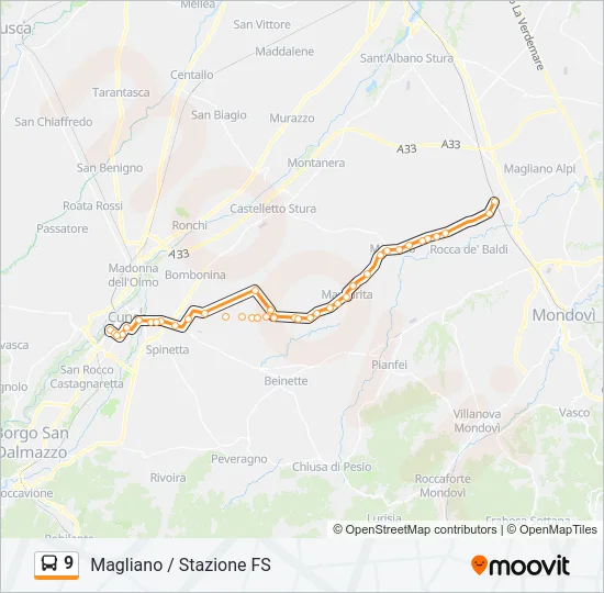 9 Bus Line Map