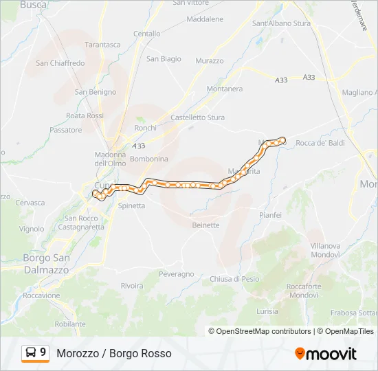 9 Bus Line Map