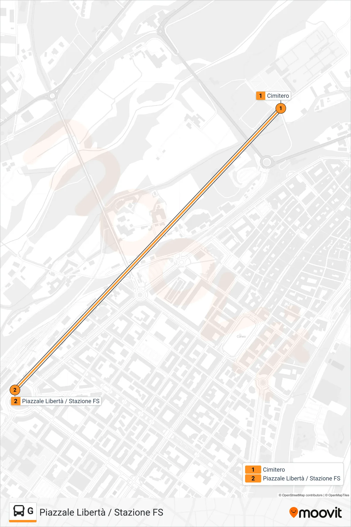Linea G bus (Piazzale Libertà / Stazione FS) - Percorsi e fermate sulla mappa