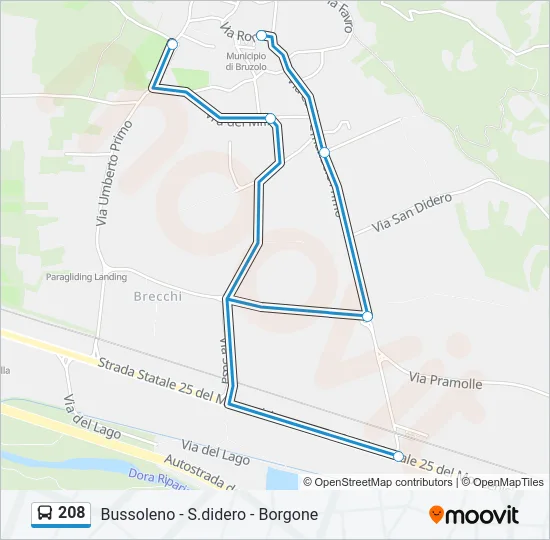 208 Bus Line Map