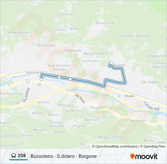 208 Bus Line Map