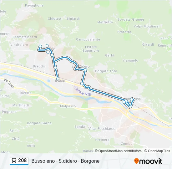 208 Bus Line Map