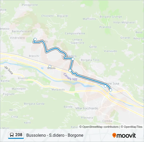 208 Bus Line Map