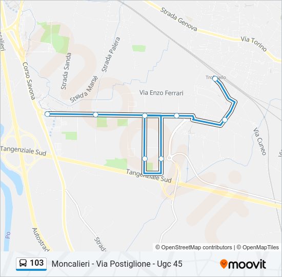 Percorso linea bus 103