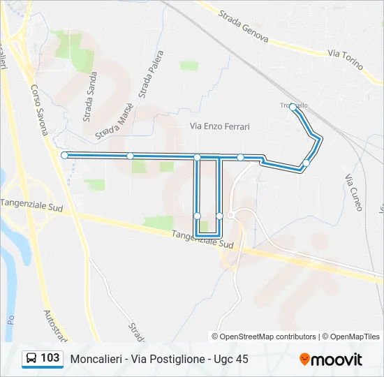 103 Bus Line Map