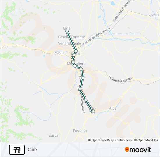 Percorso linea treno R