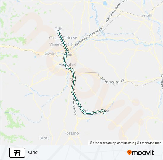 Percorso linea treno R