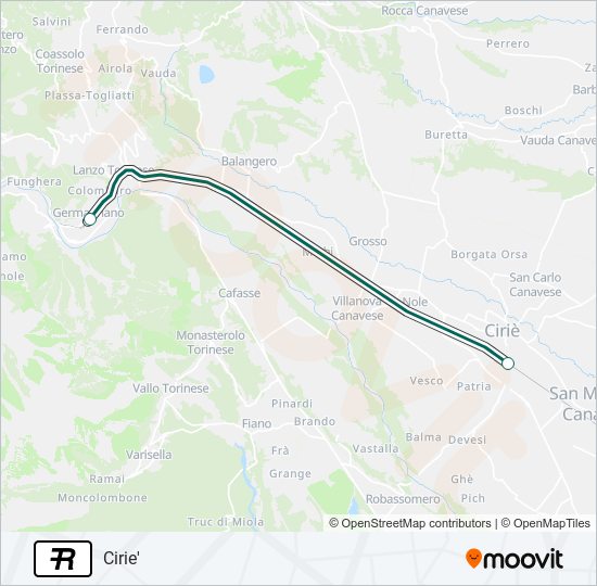 Percorso linea treno R