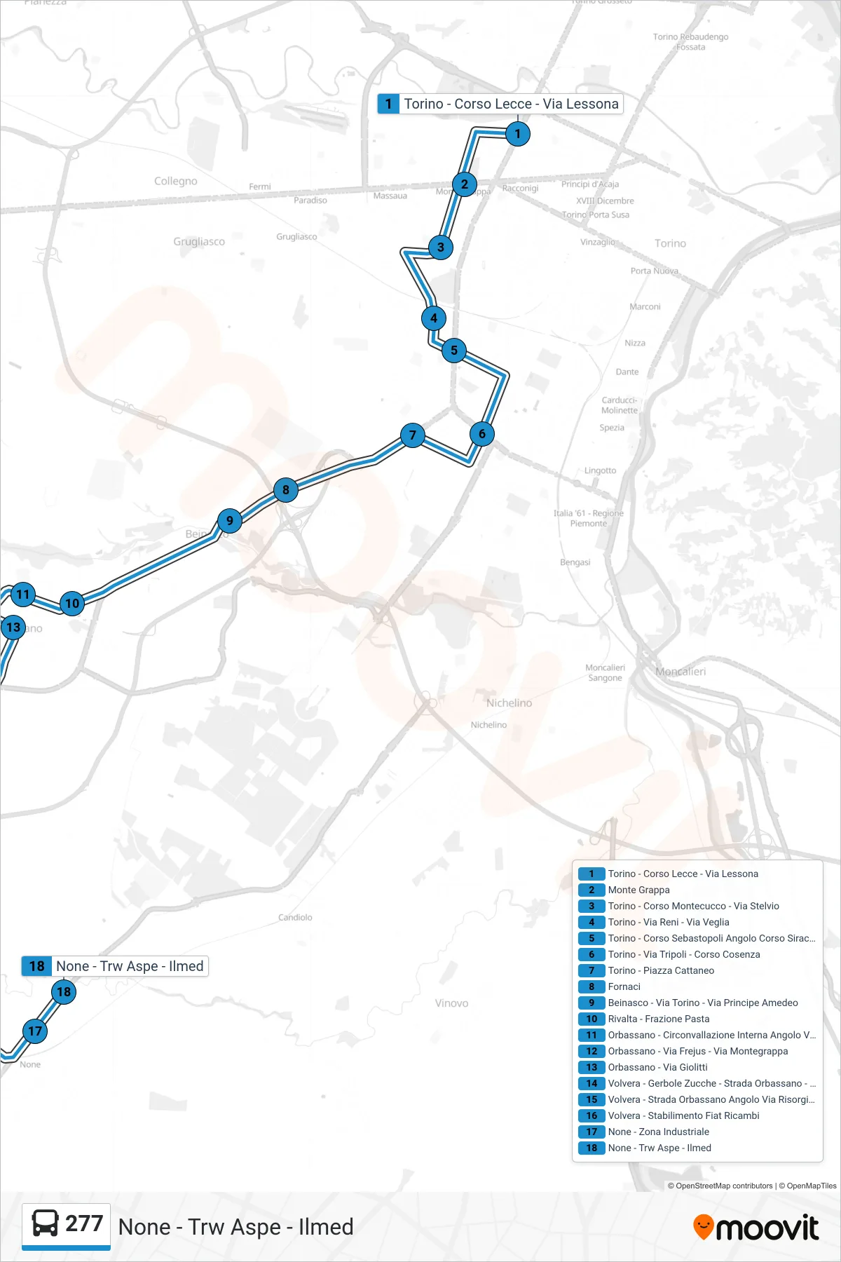 Linea 277 bus (None - Trw Aspe - Ilmed) - Percorsi e fermate sulla mappa