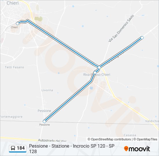 Percorso linea bus 184