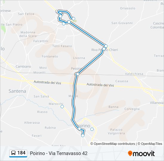 Percorso linea bus 184