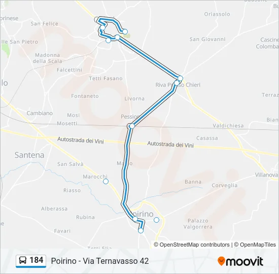 184 Bus Line Map