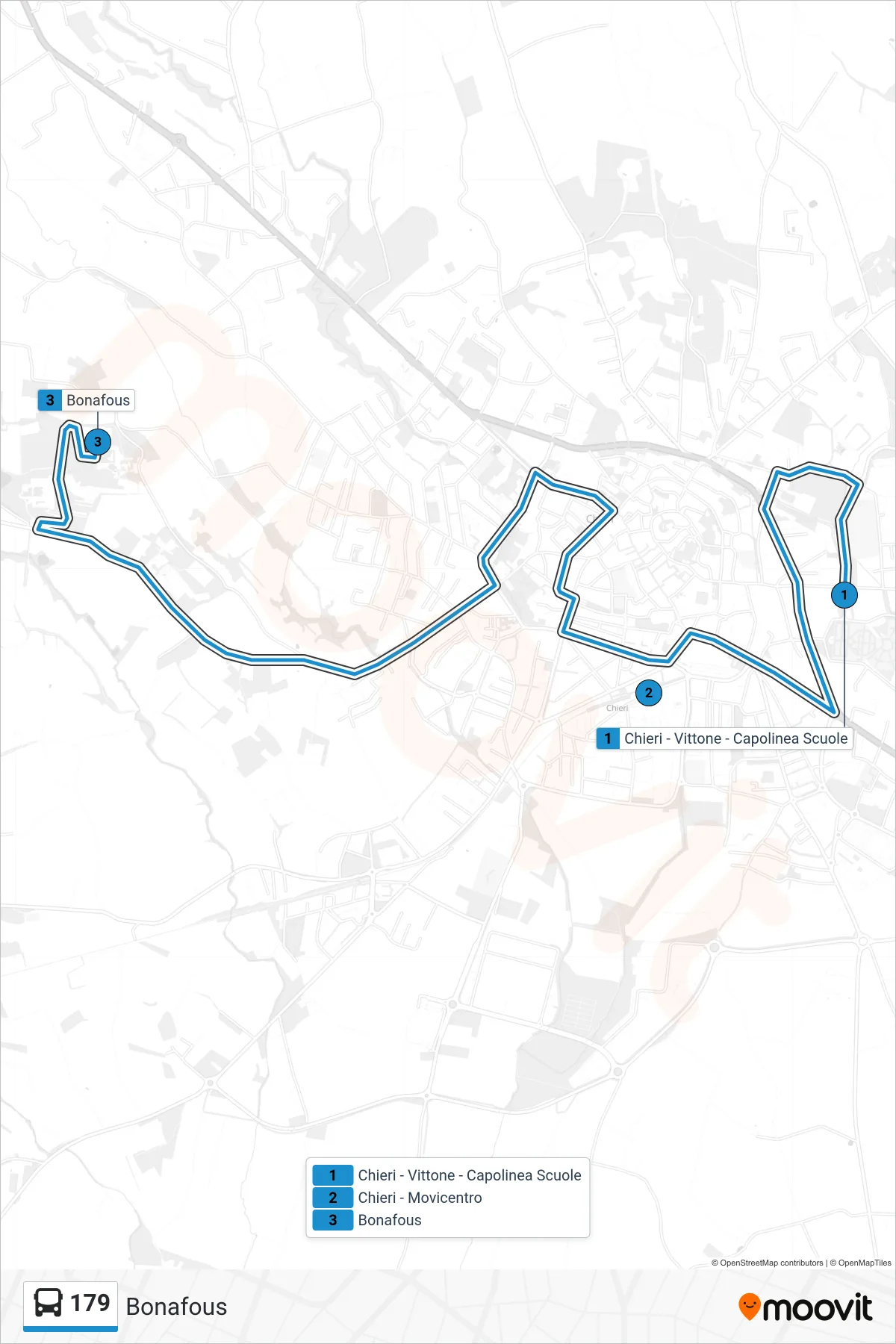 Linea 179 bus (Bonafous) - Percorsi e fermate sulla mappa