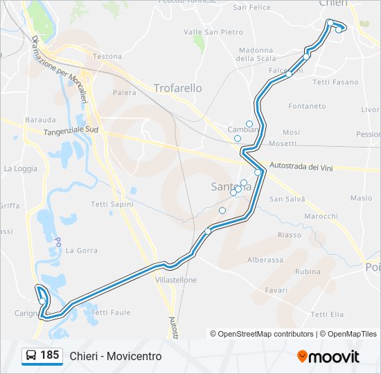 Percorso linea bus 185