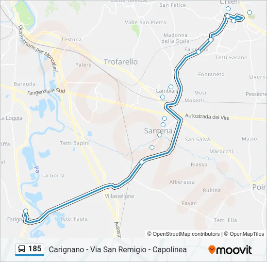 185 Bus Line Map