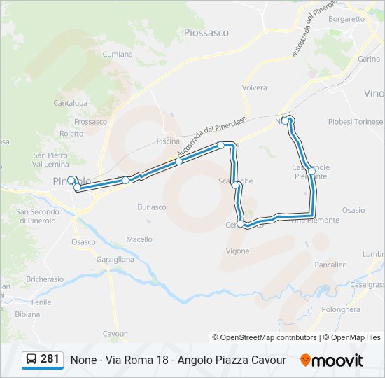 Percorso linea bus 281