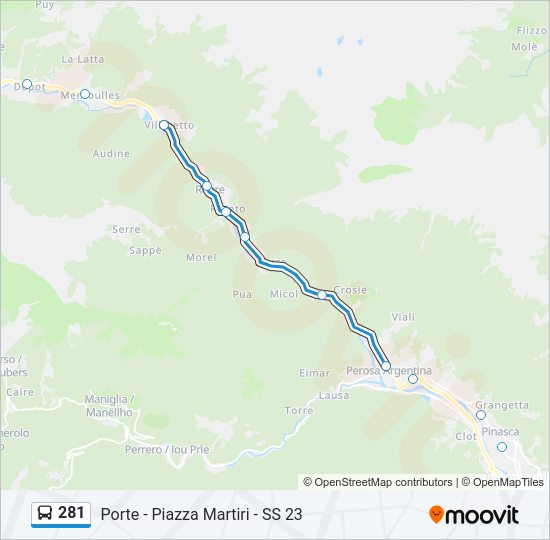 281 Bus Line Map