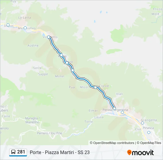281 Bus Line Map