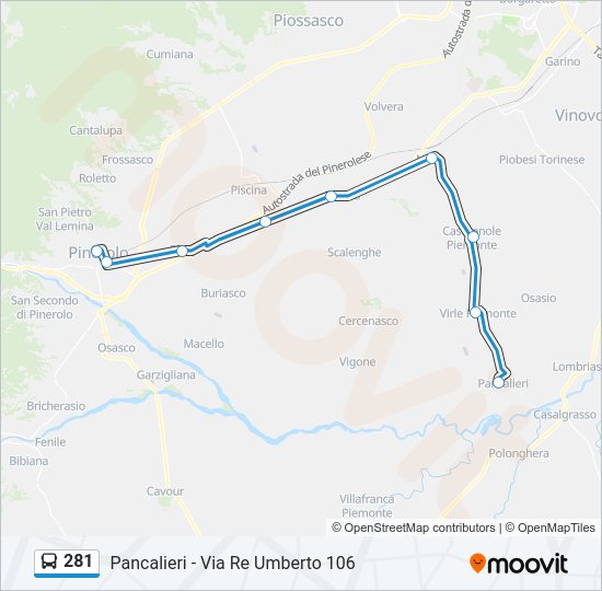 Percorso linea bus 281