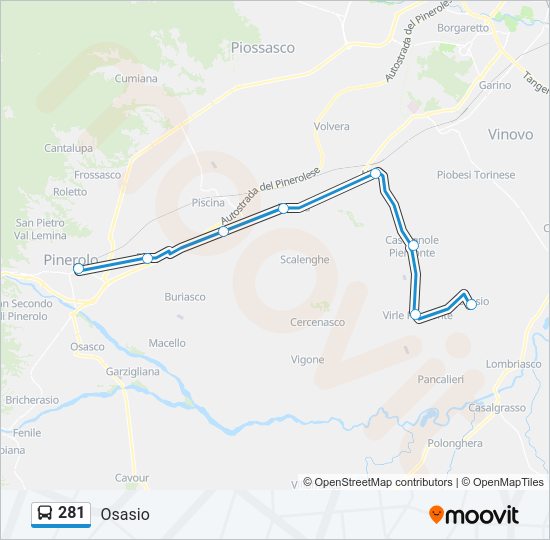 Percorso linea bus 281