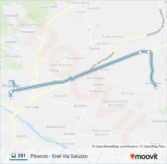 281 Bus Line Map