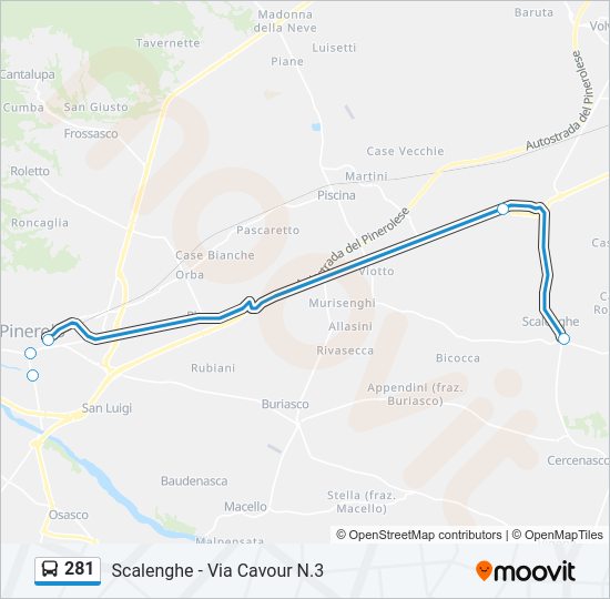 Percorso linea bus 281