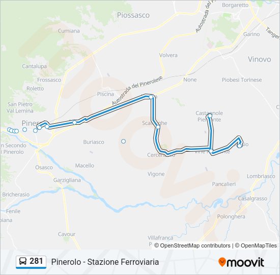 281 Bus Line Map