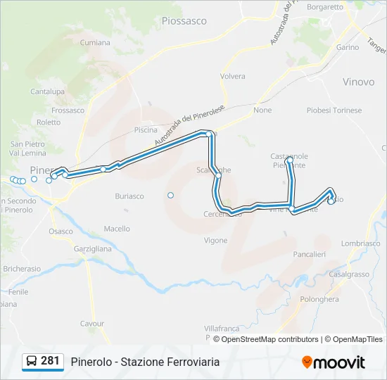 281 Bus Line Map