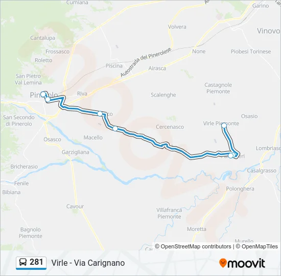281 Bus Line Map