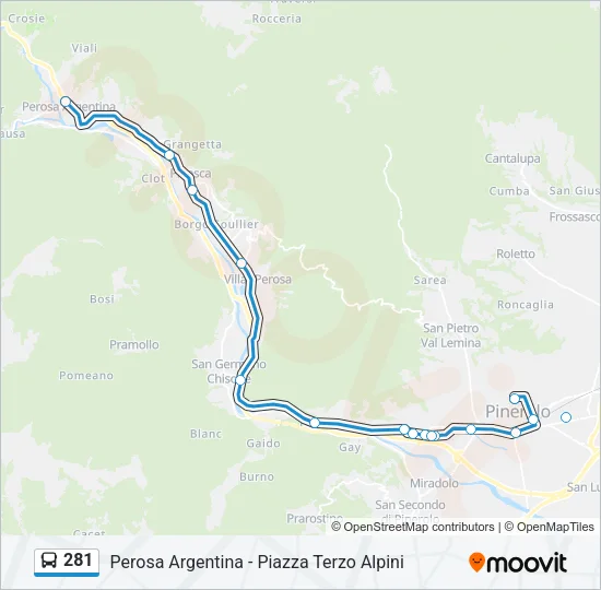 281 Bus Line Map