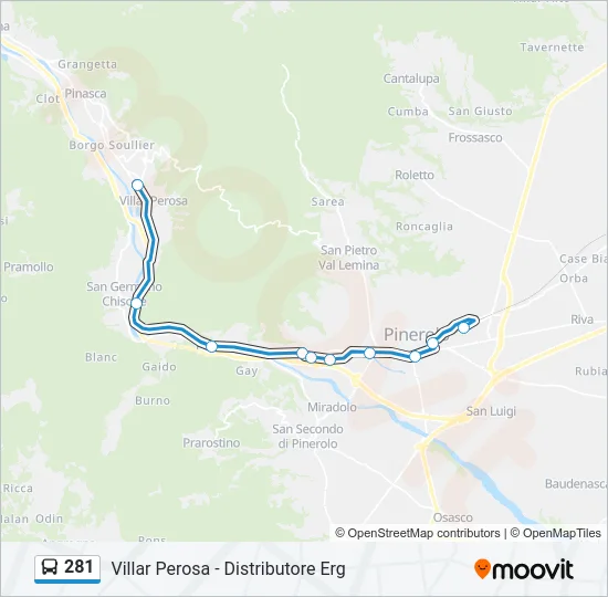 Percorso linea bus 281