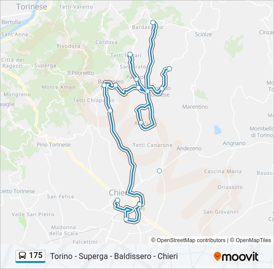 Percorso linea bus 175