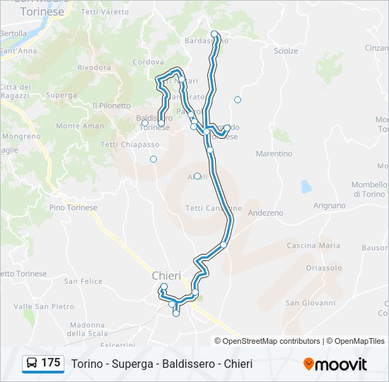 Percorso linea bus 175