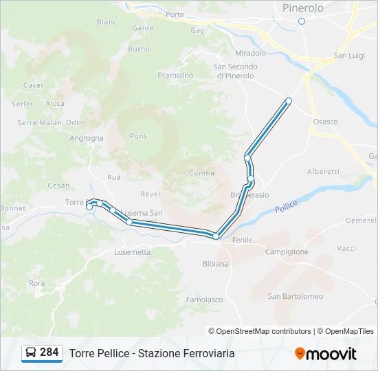 284 Bus Line Map