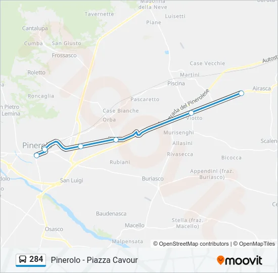 284 Bus Line Map